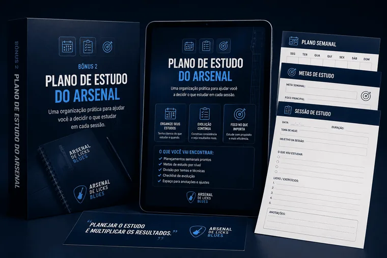Mockup do bônus PLANO DE ESTUDO DO ARSENAL
