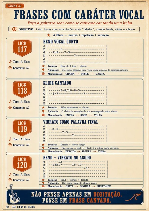 Página interna do Arsenal de Licks Blues — missão 8